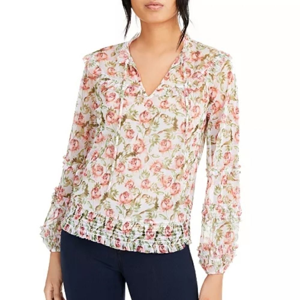 INC Printed Peasant Blouse